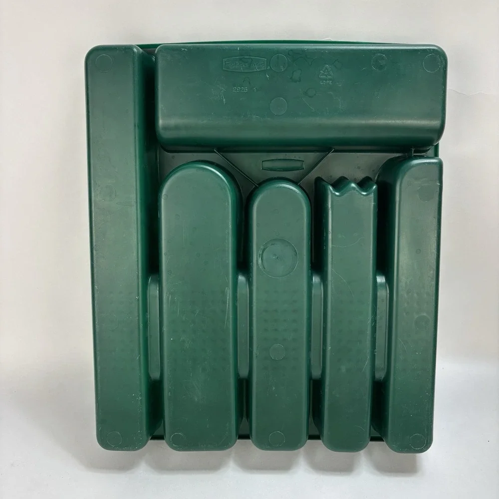 Vintage Rubbermaid Silverware Flatware Storage Tray Organizer #2925 Dark Green